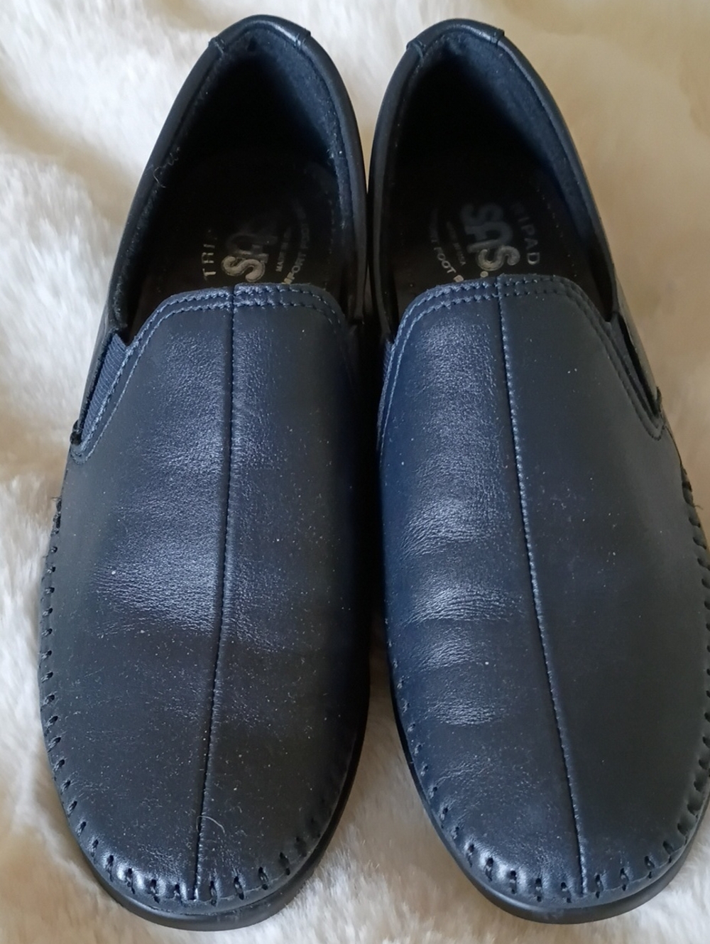 SAS Black Slip-On Leather Loafers